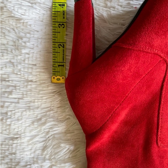 New womens Sz 6.5 over the knee high heels red suede sexy party boots - Picture 10 of 10